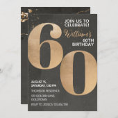 Gold Black Invitation de 60e anniversaire (Devant / Derrière)