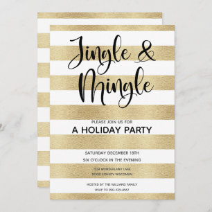 Gold Black Jingle en Mingle Holiday Party Kaart