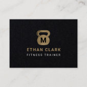 Gold & Black Kettlebell Personal Fitness Trainer Visitekaartje (Voorkant)