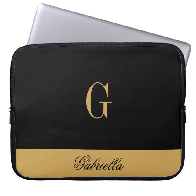 Gold Black Laptop Sleeve (Voorkant)