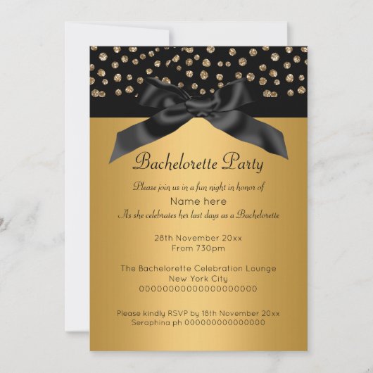 GOLD BLACK LEOPARD DIAMOND BACHELORETTE INVITATION (Devant)