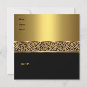 Gold Black Leopard Invitation 50e anniversaire fêt (Dos)