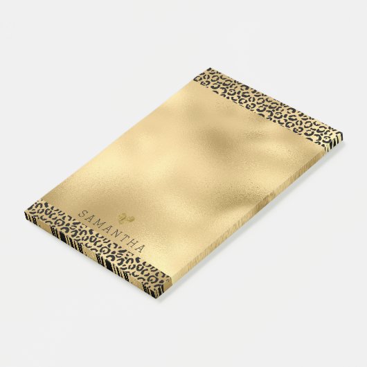 Gold Black Leopard-printer op maat Post-it® Notes (Schuin)