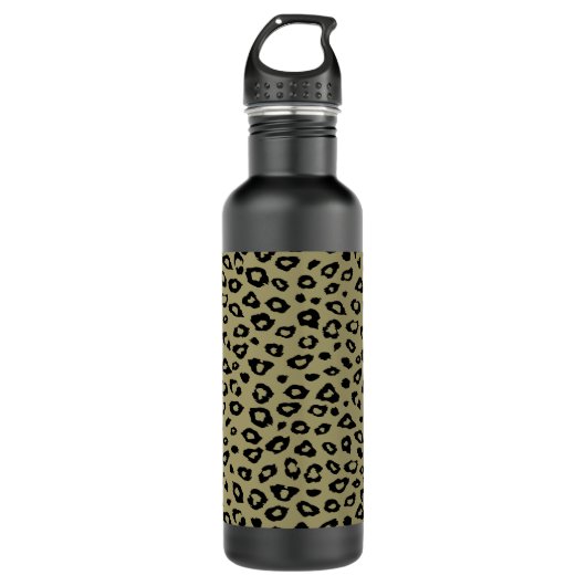 Gold Black leopard-printer Waterfles (Voorkant)
