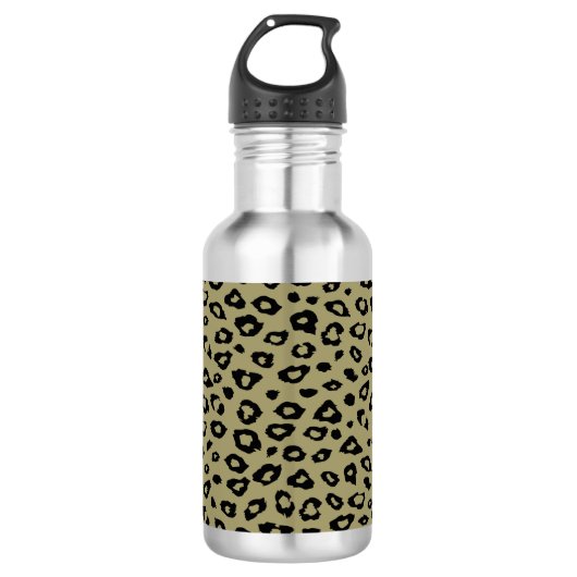 Gold Black leopard-printer Waterfles (Voorkant)