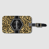 Gold Black Leopard Spots Monogram Bagagelabel (Voorkant (horizontaal))