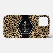 Gold Black Leopard Spots Monogram Case-Mate iPhone Case (Achterkant (horizontaal))