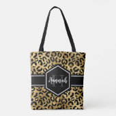 Gold Black Leopard Spots Monogram Draagtas (Achterkant)