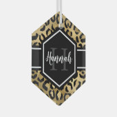 Gold Black Leopard Spots Monogram Glas Ornament (Voorkant Rechts)