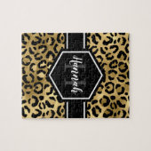 Gold Black Leopard Spots Monogram Legpuzzel (Horizontaal)