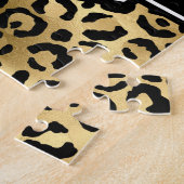 Gold Black Leopard Spots Monogram Legpuzzel (Zijkant)