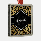 Gold Black Leopard Spots Monogram Metalen Ornament (Rechts)