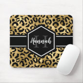Gold Black Leopard Spots Monogram Muismat (Met muis)