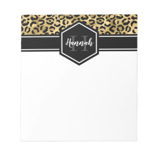 Gold Black Leopard Spots Monogram Notitieblok