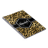 Gold Black Leopard Spots Monogram Notitieboek (Rechterzijde)