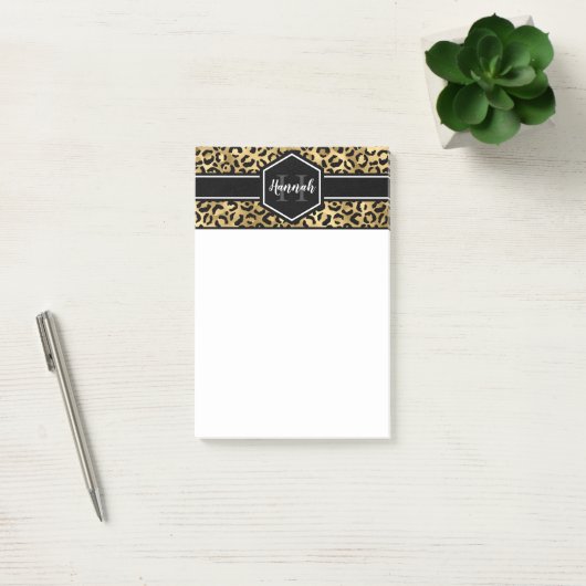 Gold Black Leopard Spots Monogram Post-it® Notes (Kantoor)