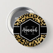 Gold Black Leopard Spots Monogram Ronde Button 7,6 Cm (Voorkant /achterkant)