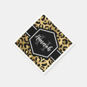 Gold Black Leopard Spots Monogram Servet (Hoek)