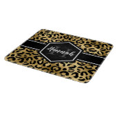 Gold Black Leopard Spots Monogram Snijplank (Hoek)