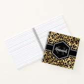 Gold Black Leopard Spots Monogram Square Notitieboek (Binnen)