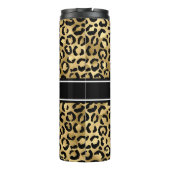 Gold Black Leopard Spots Monogram Thermosbeker (Achterkant)