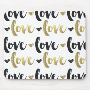Gold Black Love Heart Muismat