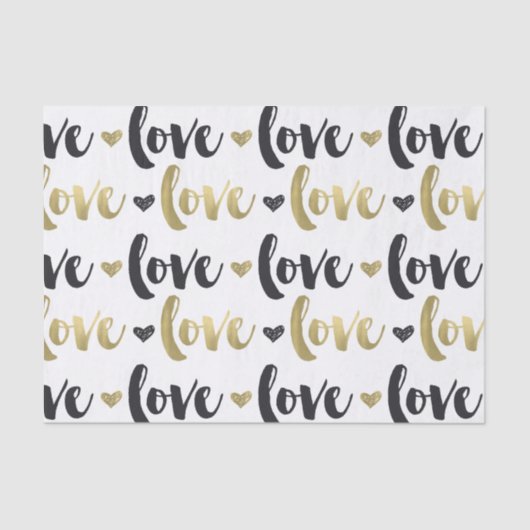 Gold Black Love Heart Tissuepapier (Voorkant)