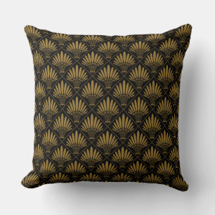 Gold Black Luxury Art Deco Fan Pattern Kussen