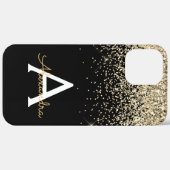 Gold Black Luxury Glitter Sparkle Monogram Case-Mate iPhone Case (Achterkant (horizontaal))