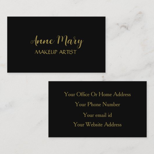 Gold Black Makeup Artist Salon Minimal Modern Visitekaartje (Voorkant / Achterkant)