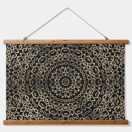 Gold Black Mandala Chic Trippy Psychedelic Hippie Hangend Wandkleed