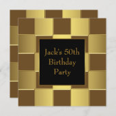Gold Black Mans 50th Birthday Party Invitations (Devant / Derrière)
