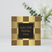 Gold Black Mans 50th Birthday Party Invitations (Debout devant)