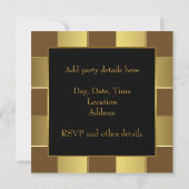 Gold Black Mans 50th Birthday Party Invitations (Dos)