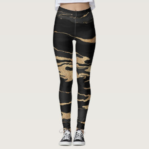 Gold Black Marble Abstract schilderen Leggings