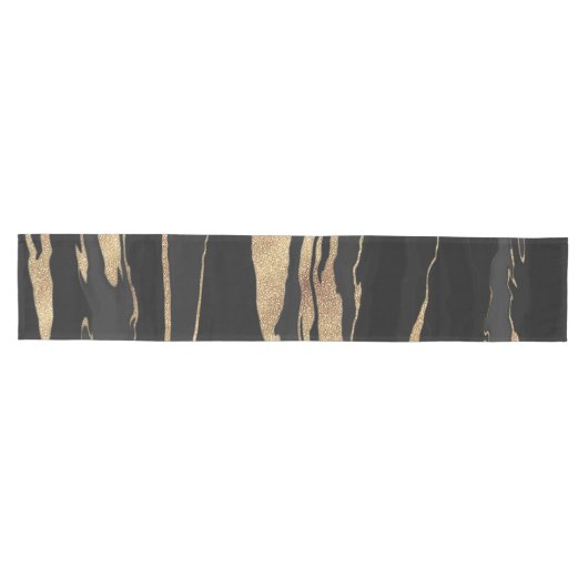 Gold Black Marble Abstract schilderen Medium Tafelloper (Horizontaal)
