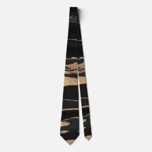 Gold Black Marble Abstract schilderen Stropdas