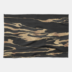 Gold Black Marble Abstract schilderen Theedoek