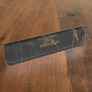 Gold Black Marmer Naambordje