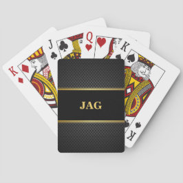 Gold Black Masculine Monogrammed Pokerkaarten