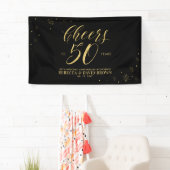 Gold & Black Modern 50th Wedding Jubileum Spandoek (Insitu)