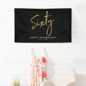 Gold & Black Modern 60e verjaardag feestdag Spandoek (Insitu)