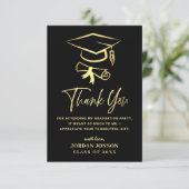 Gold Black Modern Afstuderen Bedankkaart (Staand voorkant)