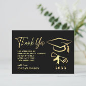 Gold Black Modern Afstuderen FOTO Bedankkaart (Staand voorkant)