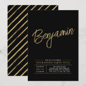 Gold & Black Modern All Occassion Party Event Kaart (Voorkant / Achterkant)