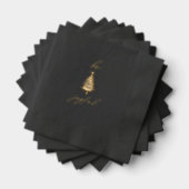 Gold & Black Modern Christmas Foil Stamped Napkins (Insitu (empilé))
