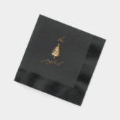 Gold & Black Modern Christmas Foil Stamped Napkins (Gauche)