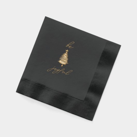 Gold & Black Modern Christmas Foil Stamped Napkins (Gauche)