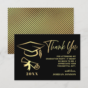 Gold Black Modern Gradun Party Bedankkaart