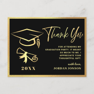 Gold Black Modern Gradun Party Hartelijk dank Briefkaart